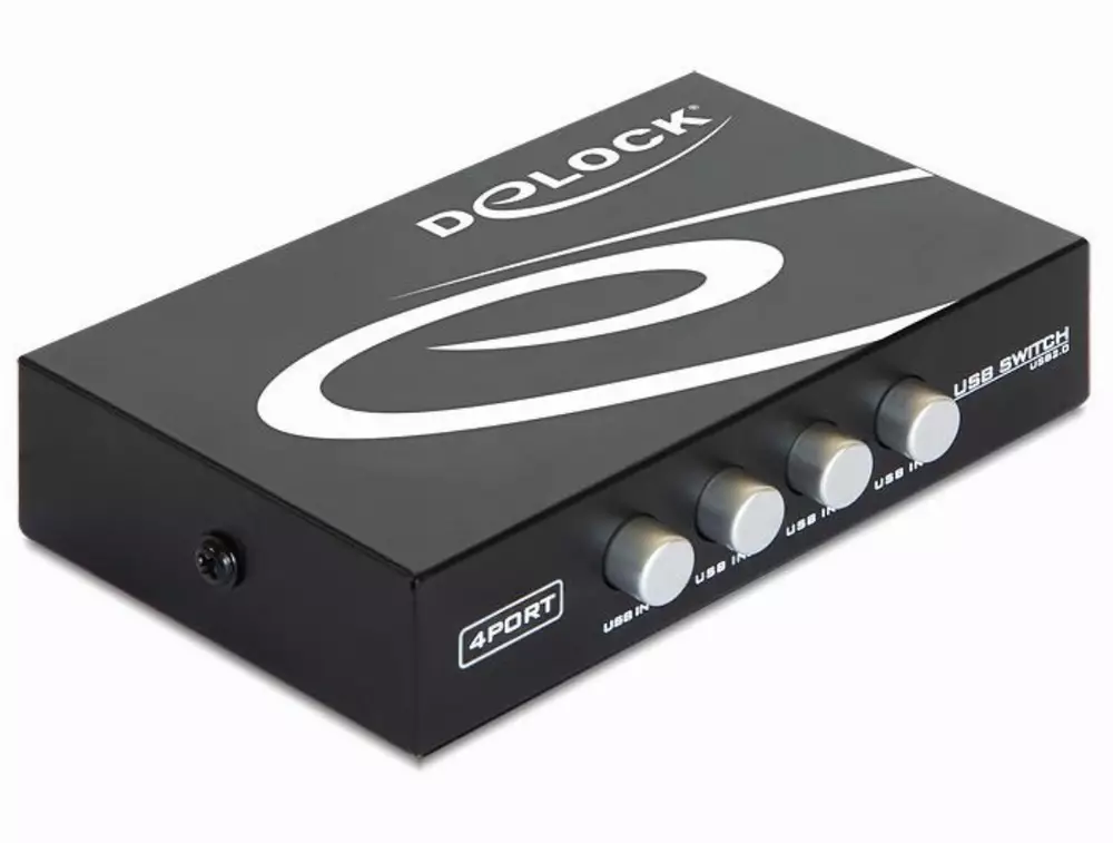 Превключвател Delock 87634, Ръчен, 4 x USB 2.0 порта, Черен