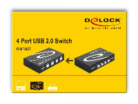 Превключвател Delock 87634, Ръчен, 4 x USB 2.0 порта, Черен