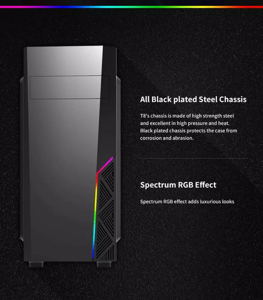 Кутия Zalman T8 RGB Mid Tower Black