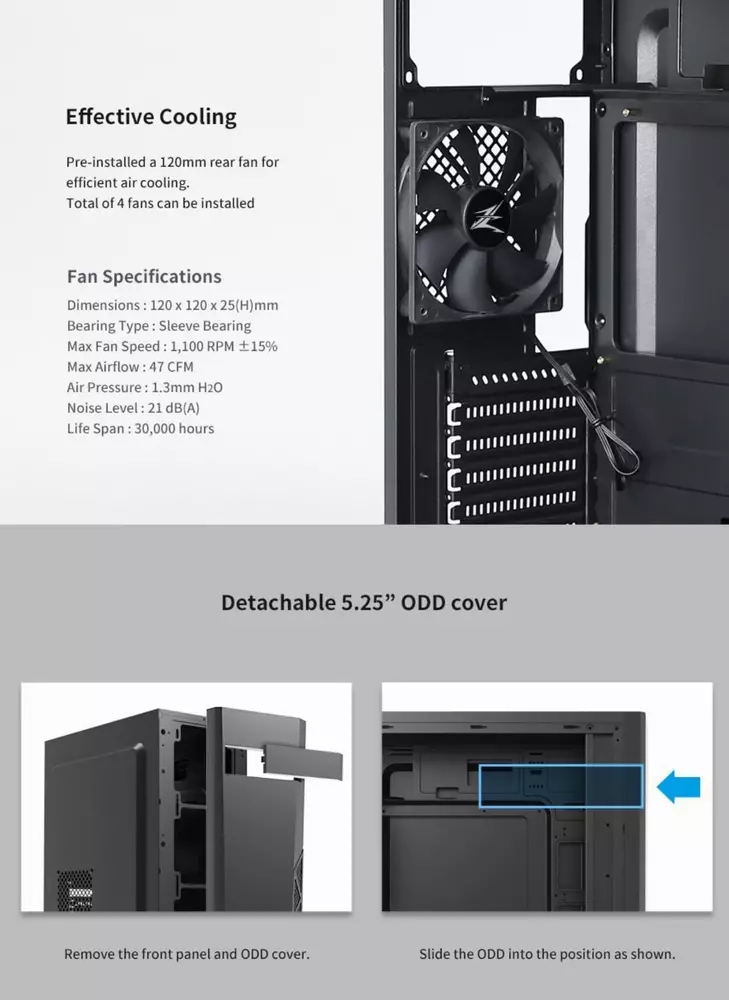 Кутия Zalman T8 RGB Mid Tower Black