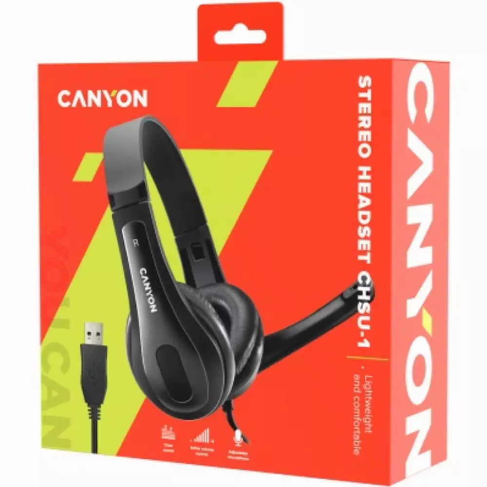 Слушалки CANYON CHSU-1 basic PC Headset With Microphone USB - CNS-CHSU1B