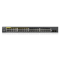 Суич ZYXEL GS1900-48HP, 48 портов управляем, PoE, Gigabit, за монтаж в шкаф