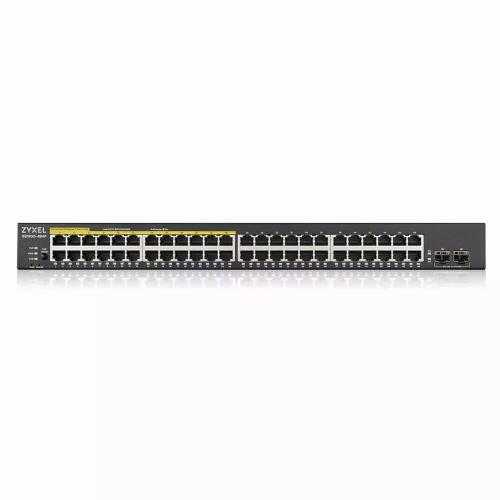 Суич ZYXEL GS1900-48HP, 48 портов управляем, PoE, Gigabit, за монтаж в шкаф