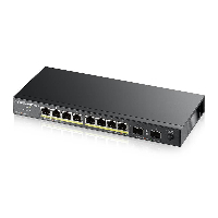 Суич ZYXEL GS1100-10HP, 8-портов, Gigabit, PoE, 2xSFP, за монтиране в шкаф