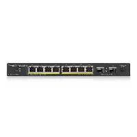 Суич ZYXEL GS1100-10HP, 8-портов, Gigabit, PoE, 2xSFP, за монтиране в шкаф