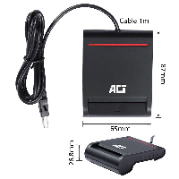 Четец на смарт карти ACT AC6015, USB 2.0, Черен