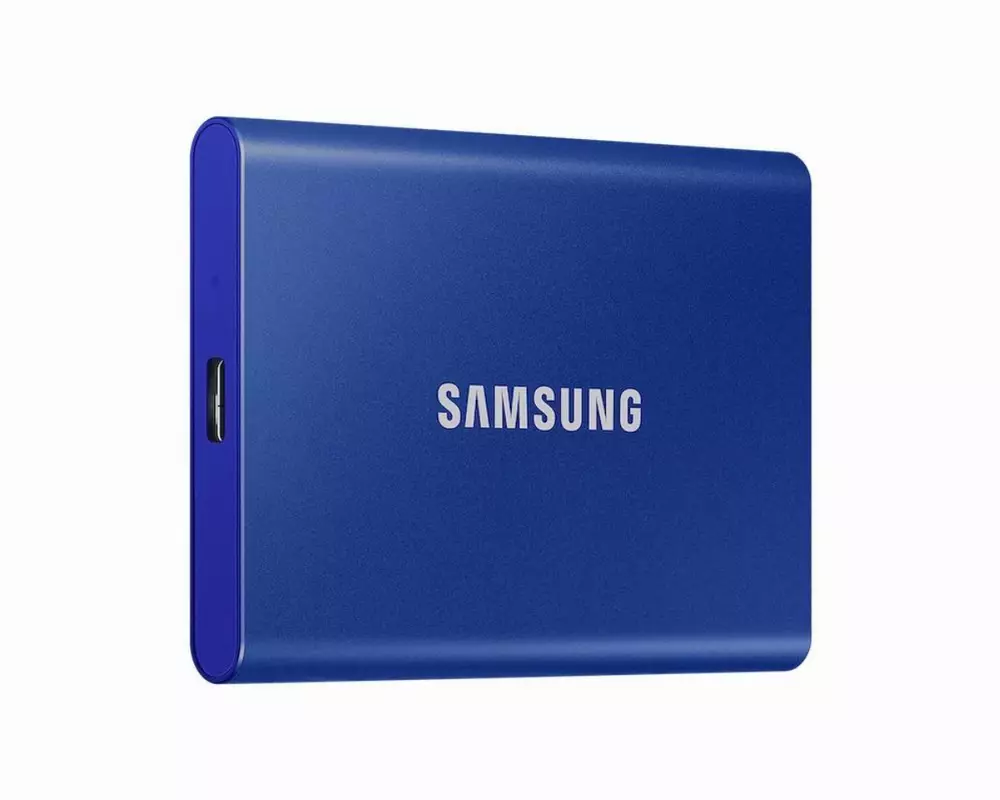 Външен SSD Samsung T7 Indigo Blue 1TB NVMe USB-C Blue