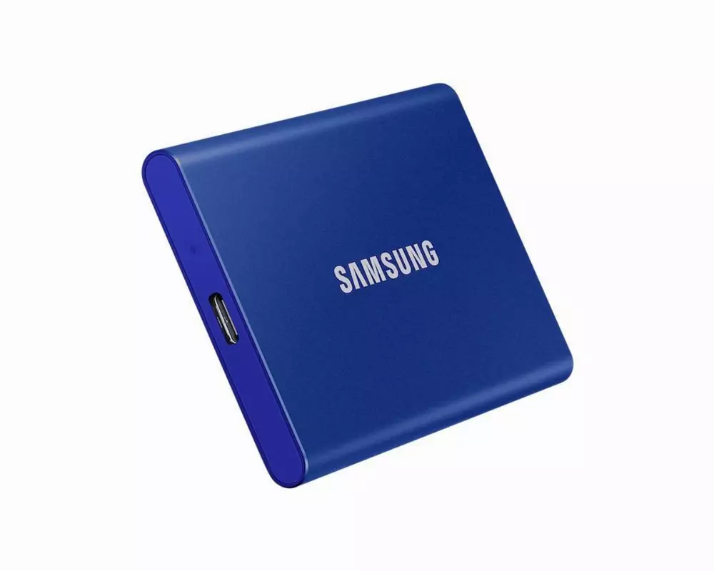Външен SSD Samsung T7 Indigo Blue 1TB NVMe USB-C Blue