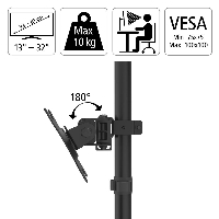 Стойка за монитор за бюро HAMA Регулируема, 13" - 32", 10 кг, Swivel/Tilt, Черен