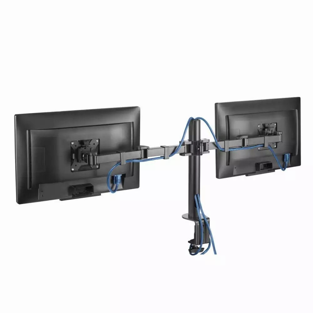 Стойка за 2 монитора за бюро HAMA Регулируема, 13" - 35", 15 кг, Swivel/Tilt, Черен