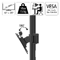 Стойка за 2 монитора за бюро HAMA Регулируема, 13" - 35", 15 кг, Swivel/Tilt, Черен