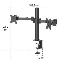 Стойка за 2 монитора за бюро HAMA Регулируема, 13" - 35", 15 кг, Swivel/Tilt, Черен