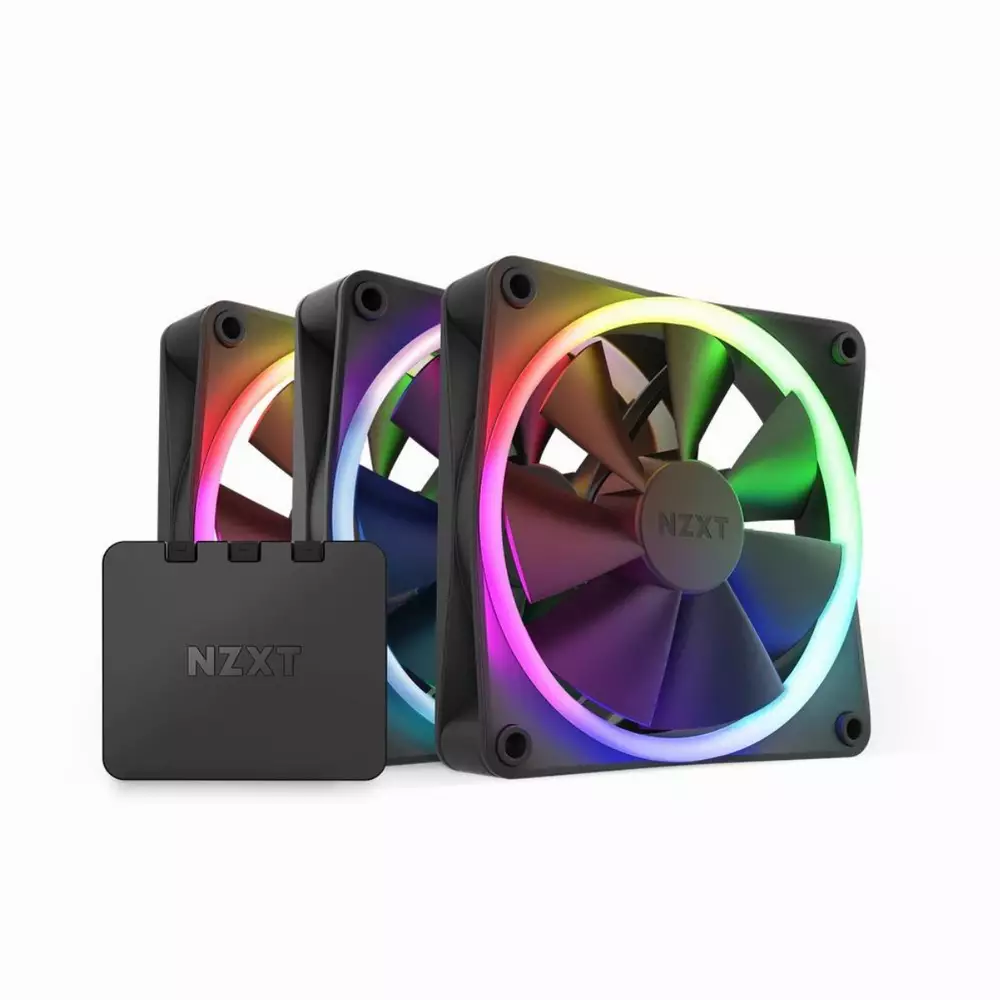 Вентилатори NZXT F120 RGB Black + NZXT RGB контролер 3 pack - RF-R12TF-B1