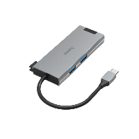 USB хъб HAMA Multiport 5-портов USB-C, 2 x USB-A, 1 x USB-C, 1 x HDMI, 1х LAN, Сив