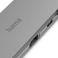 USB хъб HAMA Multiport 5-портов USB-C, 2 x USB-A, 1 x USB-C, 1 x HDMI, 1х LAN, Сив
