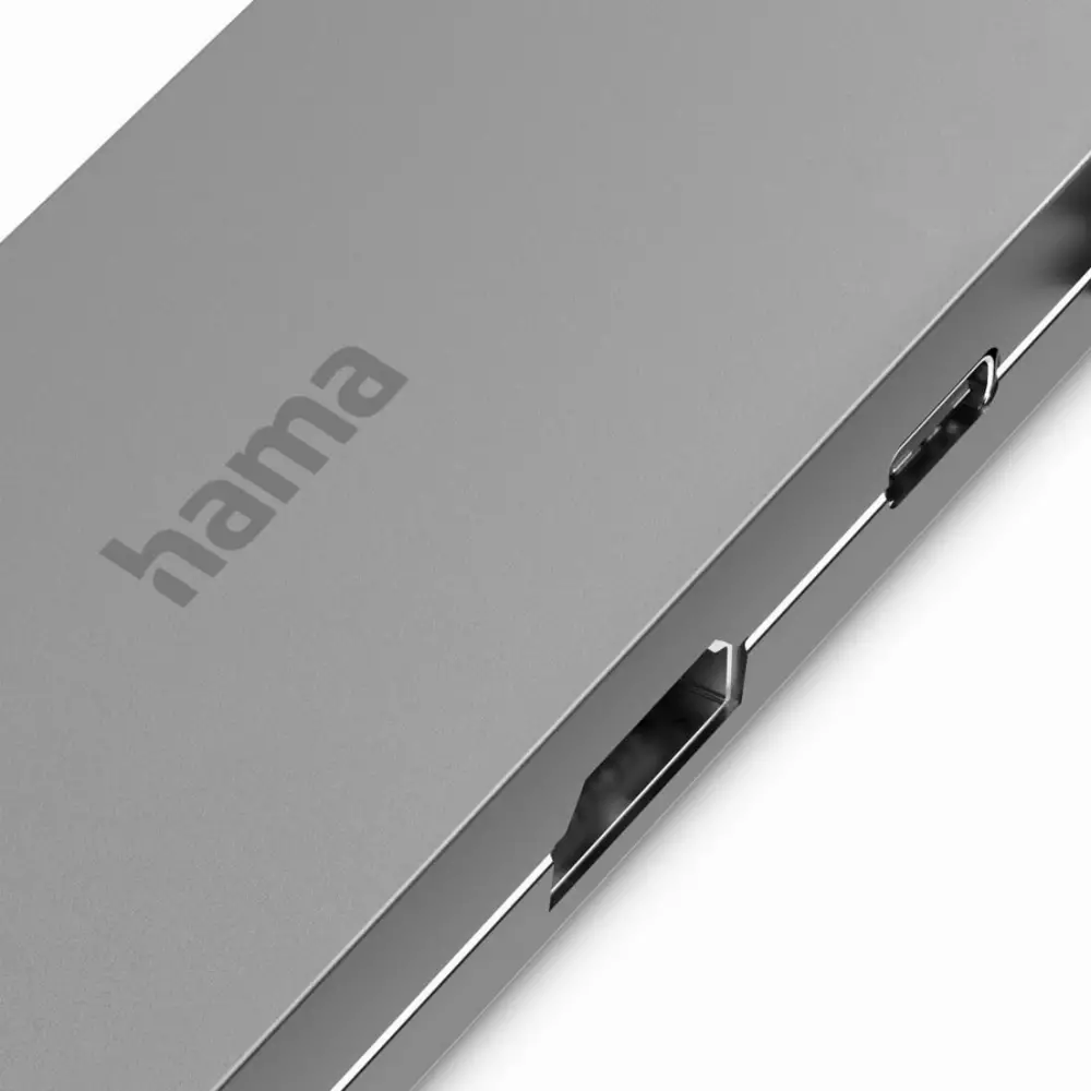 USB хъб HAMA Multiport 5-портов USB-C, 2 x USB-A, 1 x USB-C, 1 x HDMI, 1х LAN, Сив
