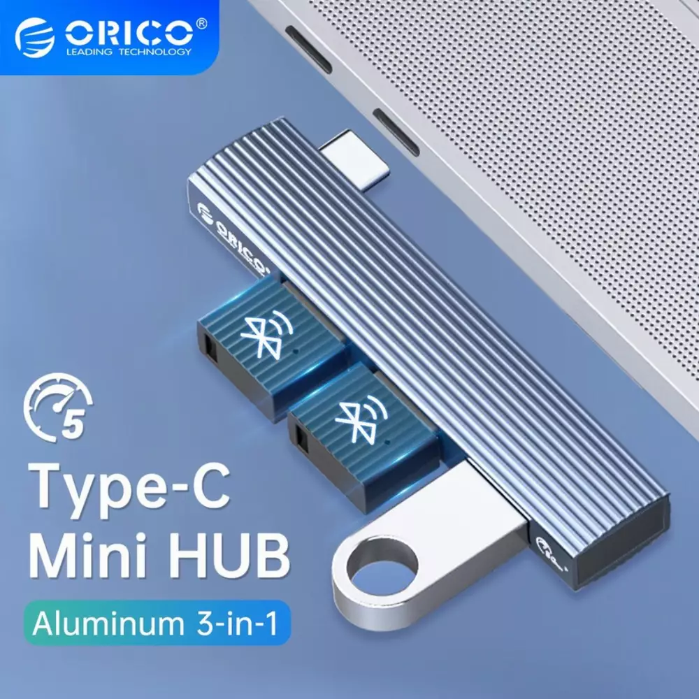 USB хъб Orico HUB 3 port USB3.0/2.0 TYPE-C Aluminum - AH-W13-GY