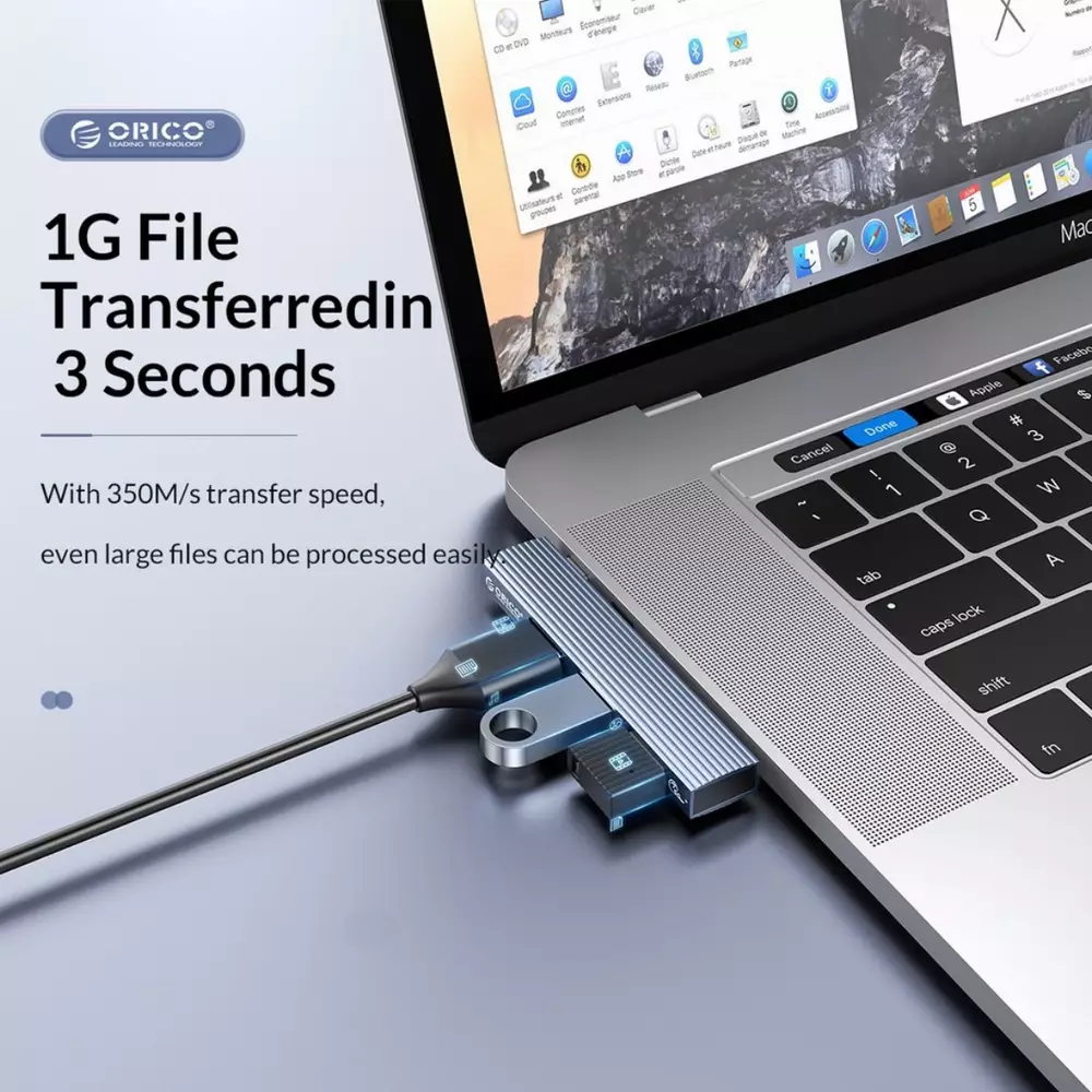 USB хъб Orico HUB 3 port USB3.0/2.0 TYPE-C Aluminum - AH-W13-GY