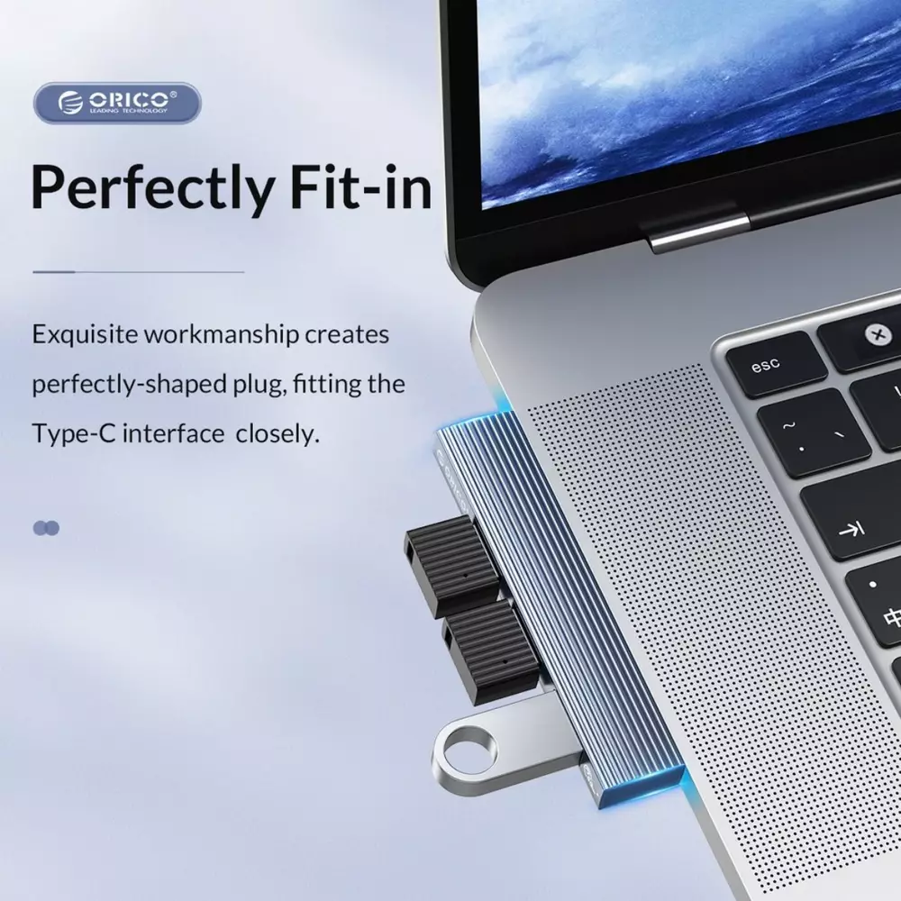 USB хъб Orico HUB 3 port USB3.0/2.0 TYPE-C Aluminum - AH-W13-GY