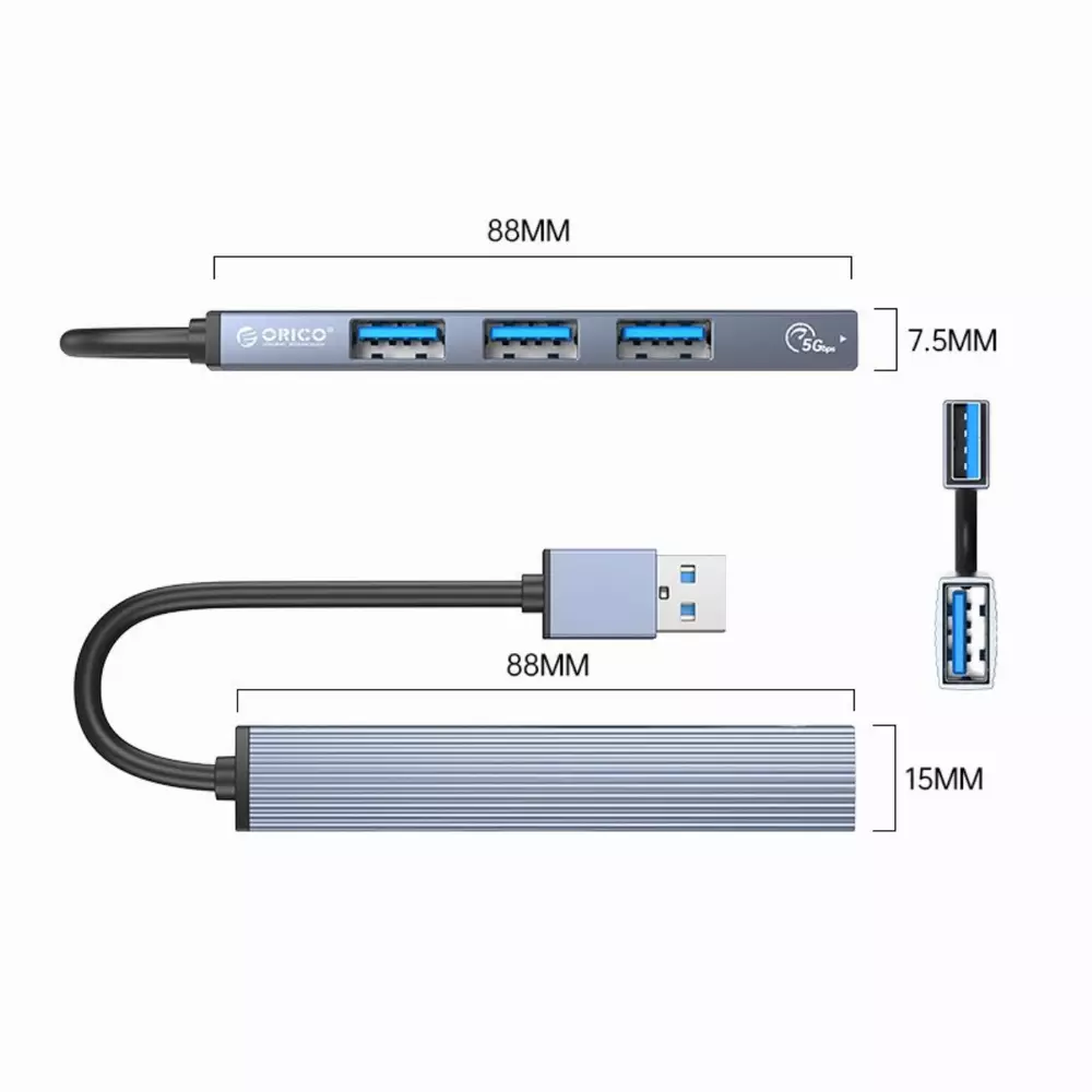 USB хъб Orico HUB 4 port USB 3.0 Aluminum - AH-A13-GY
