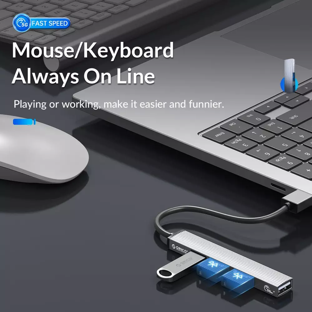 USB хъб Orico HUB 4 port USB 3.0 Aluminum - AH-A13-GY