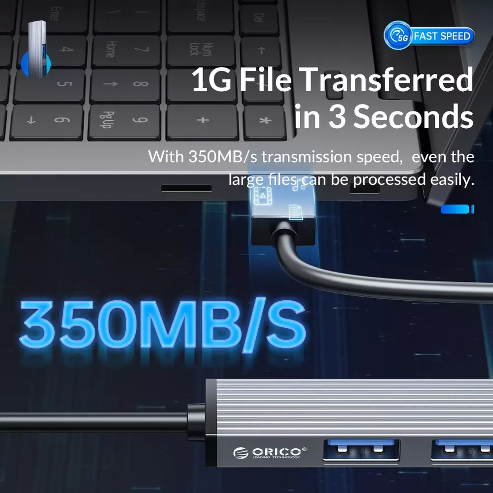 USB хъб Orico HUB 4 port USB 3.0 Aluminum - AH-A13-GY