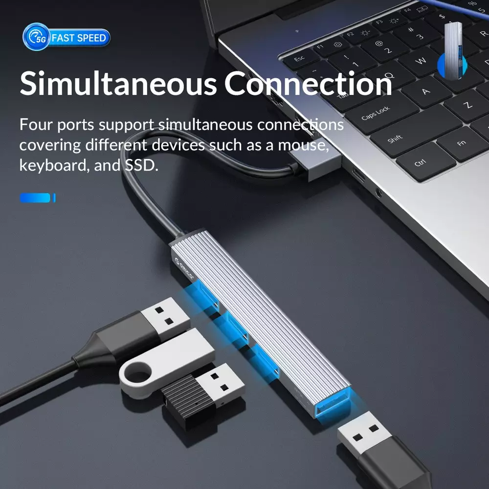 USB хъб Orico HUB 4 port USB 3.0 Aluminum - AH-A13-GY