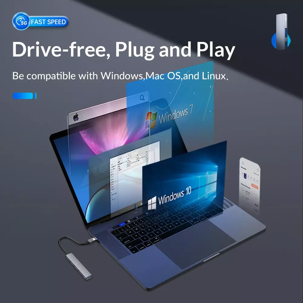 USB хъб Orico HUB 4 port USB 3.0 Aluminum - AH-A13-GY