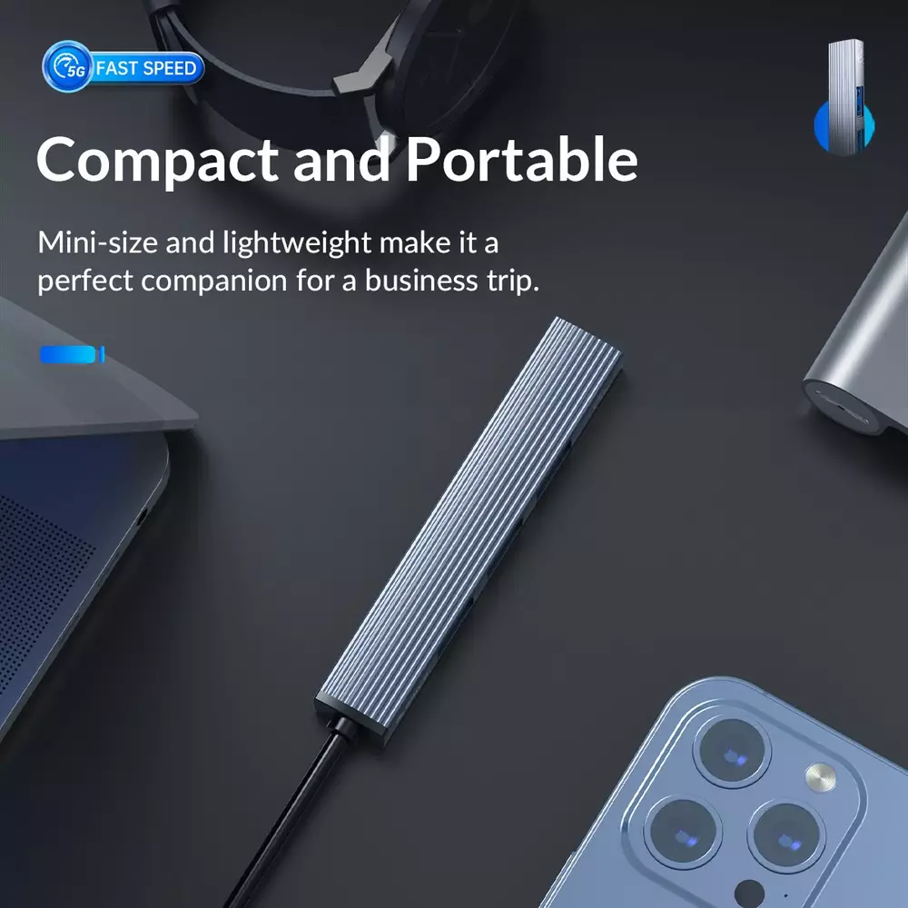 USB хъб Orico HUB 4 port USB 3.0 Aluminum - AH-A13-GY
