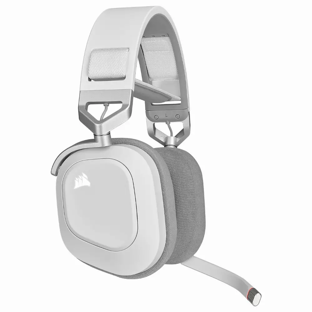 Геймърски слушалки Corsair HS80 RGB WIRELESS Premium Gaming Headset with Spatial Audio White (EU) - CA-9011236-EU