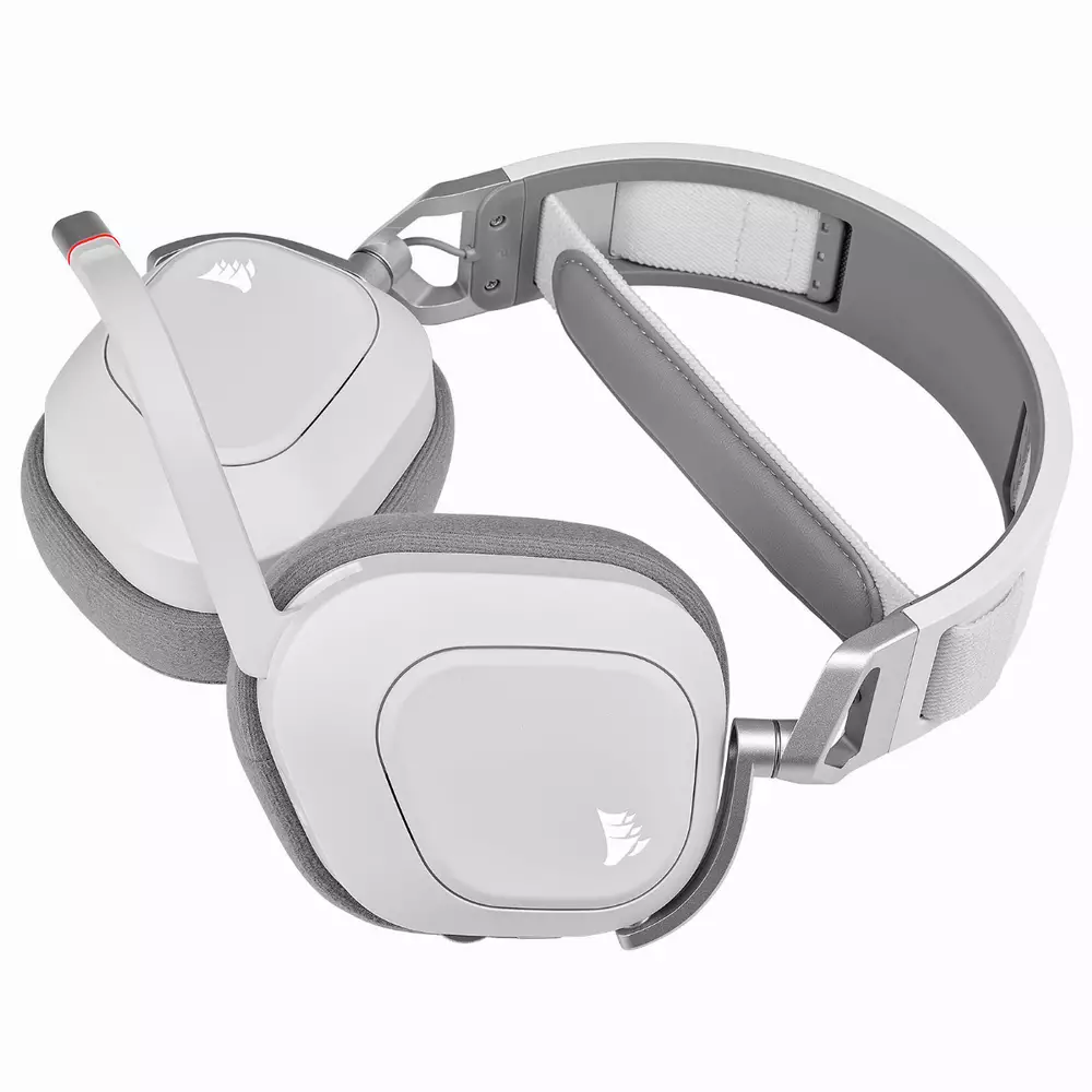Геймърски слушалки Corsair HS80 RGB WIRELESS Premium Gaming Headset with Spatial Audio White (EU) - CA-9011236-EU