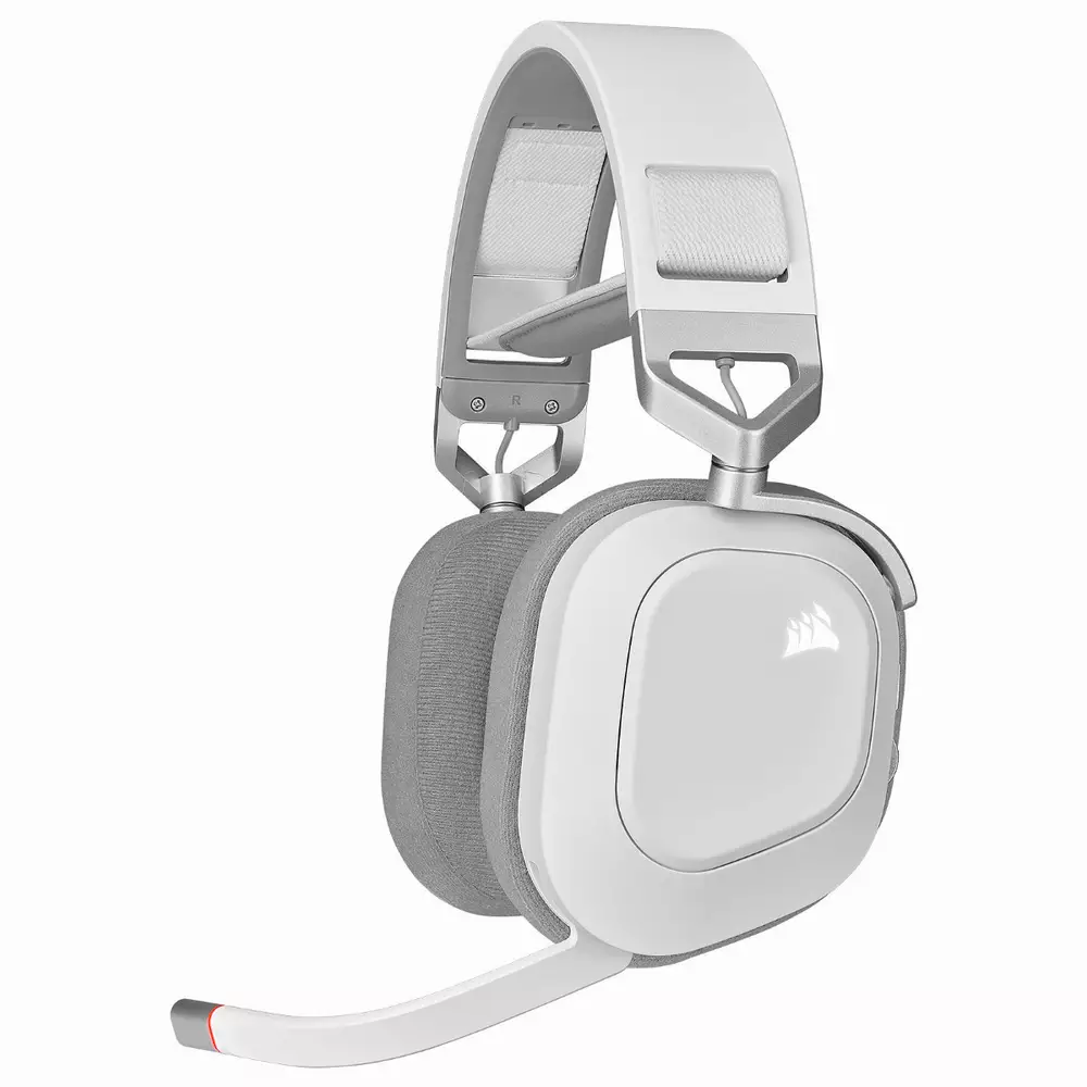 Геймърски слушалки Corsair HS80 RGB WIRELESS Premium Gaming Headset with Spatial Audio White (EU) - CA-9011236-EU