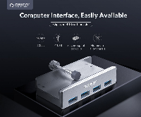 Orico хъб USB 3.0 HUB Clip Type 4 port -  Aluminum - MH4PU-SV