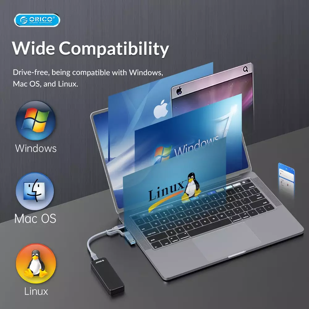 Външна кутия Orico HM2-G2-BK Storage Case M.2 NVMe M-key 10Gbps USB 3.1 Type-C