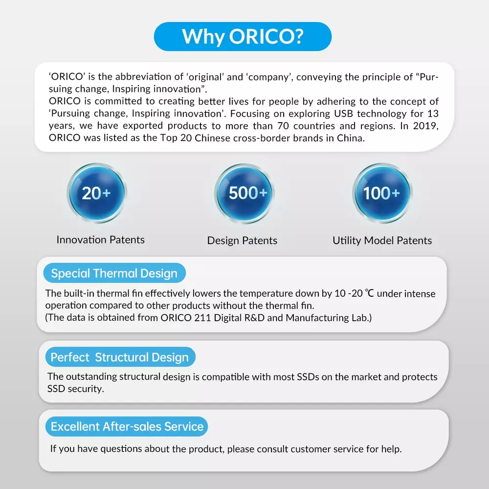 Външна кутия Orico HM2-G2-BK Storage Case M.2 NVMe M-key 10Gbps USB 3.1 Type-C