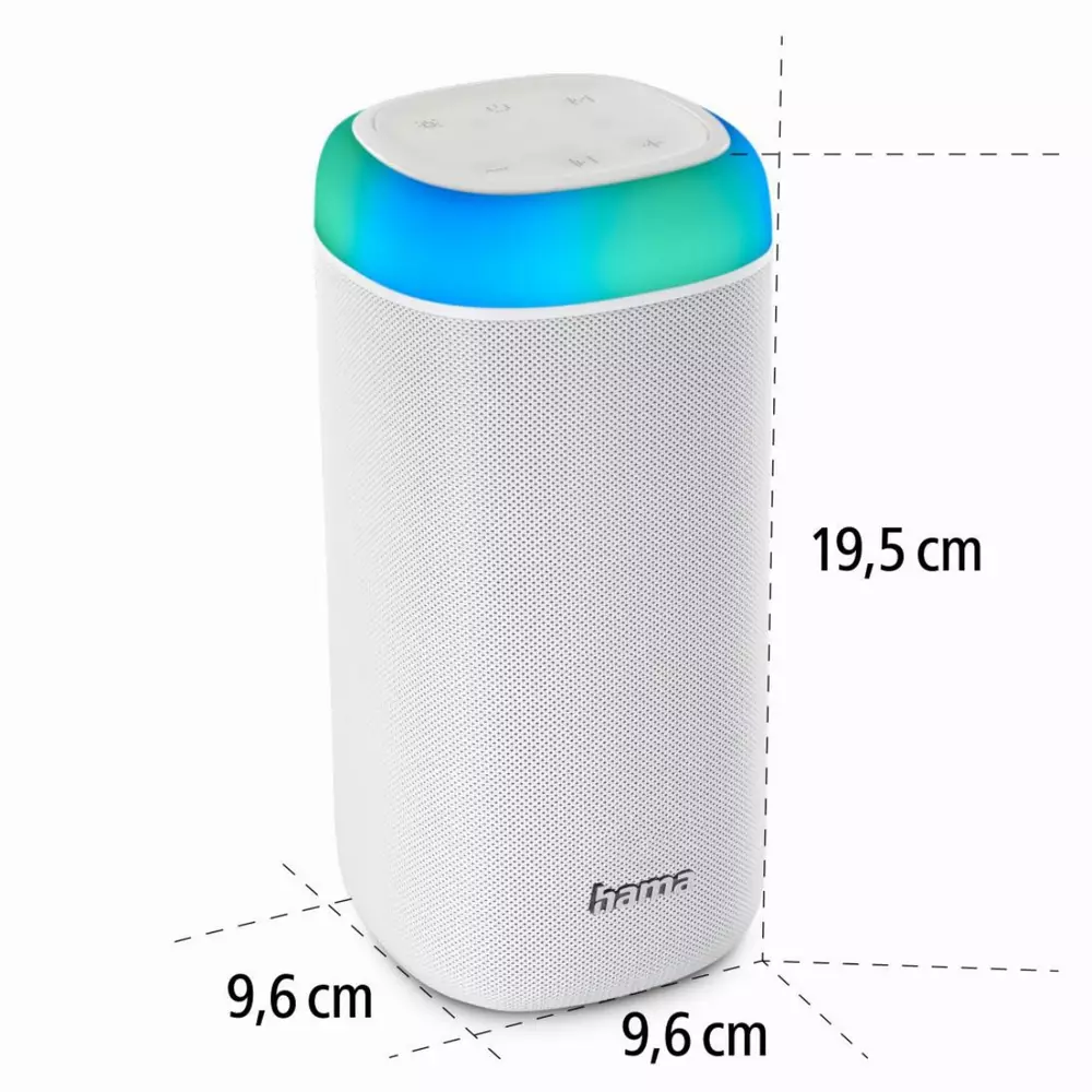 Блутут мобилна колонка HAMA Shine 2.0, 30W, LED, Защита от вода, Бял
