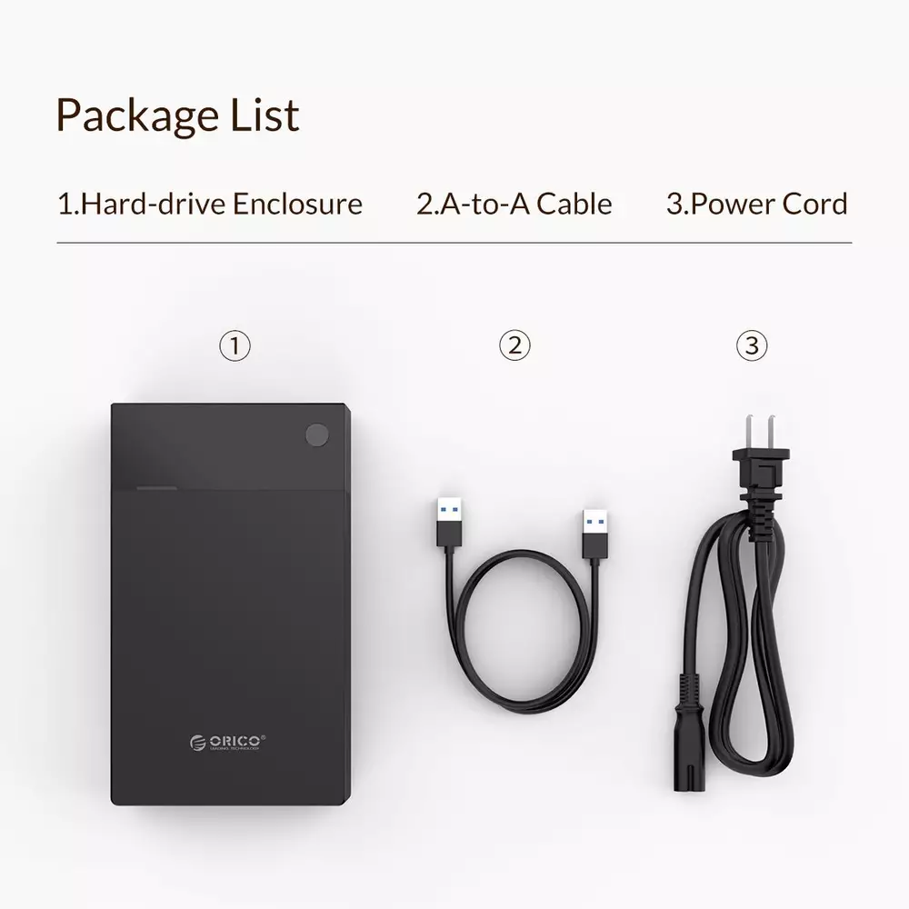Външна кутия Orico 3599U3 Storage Case 3.5" USB 3.0 Power adapter Black