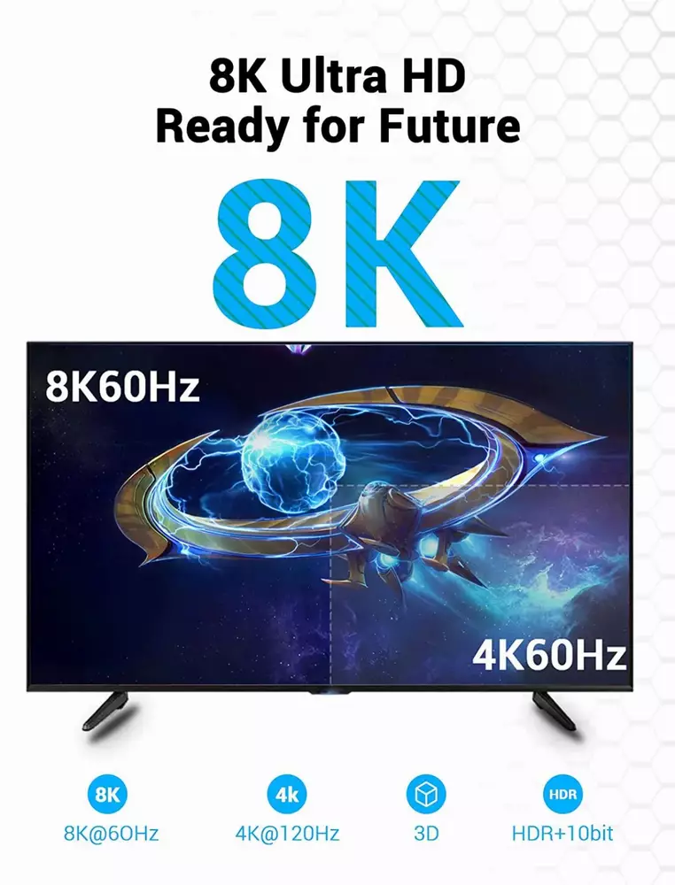 Vention кабел Cable HDMI 2.1 - 1.5m - 8K/60Hz Black - AANBG