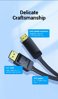 Vention кабел Cable DisplayPort to HDMI 3.0m - 4K, Gold Plated - HAGBI