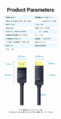 Vention кабел Cable DisplayPort to HDMI 3.0m - 4K, Gold Plated - HAGBI
