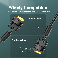 Vention Кабел за монитор Cable VGA HD15 M / M 2.0m Gold Plated, 2 Ferrites - DAEBH