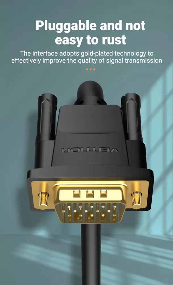 Vention Кабел за монитор Cable VGA HD15 M / M 1.5m Gold Plated, 2 Ferrites - DAEBG