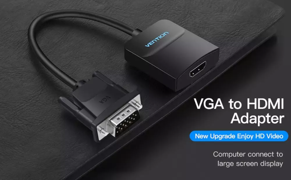 Vention адаптер Adapter VGA to HDMI with sound - Active converter with AUX-in and Micro USB power - ACNBB