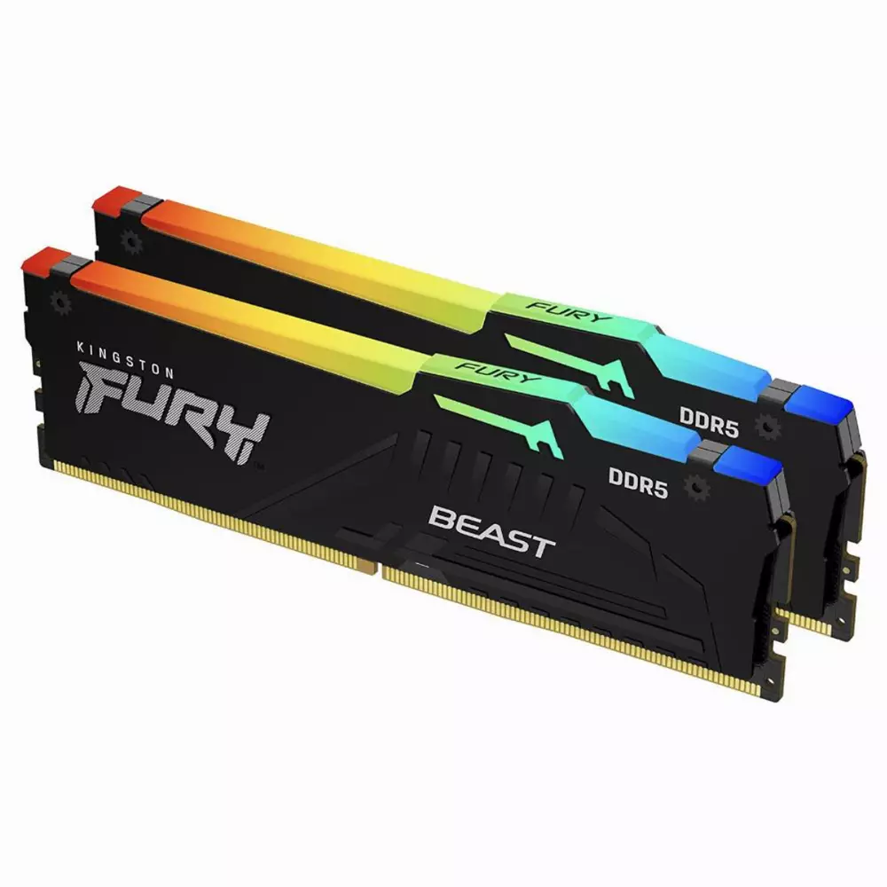Памет Kingston FURY Beast Black RGB 64GB (2x32GB) DDR5 5200MHz CL40 - KF552C40BBAK2-64