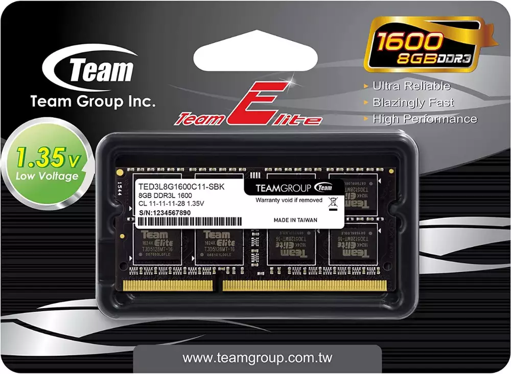 Памет Team Group Elite 8GB DDR3L 1600MHz CL11 - TED3L8G1600C11-S01