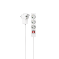 Разклонител HAMA Power strip, 3 гнезда, 1.4м, Допълнителен контакт, Бутон вкл/изкл, Бял