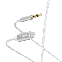 Аудио кабел HAMA, Lightning мъжко - 3.5 mm аудио жак мъжко, 1.0 м, Бял