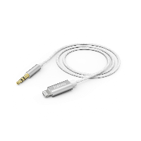 Аудио кабел HAMA, Lightning мъжко - 3.5 mm аудио жак мъжко, 1.0 м, Бял