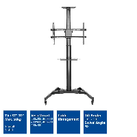 Мобилна стойка Ewent ACT AC8370,  За под, Регулируема, 32"-70", VESA, До 50 кг., Черна