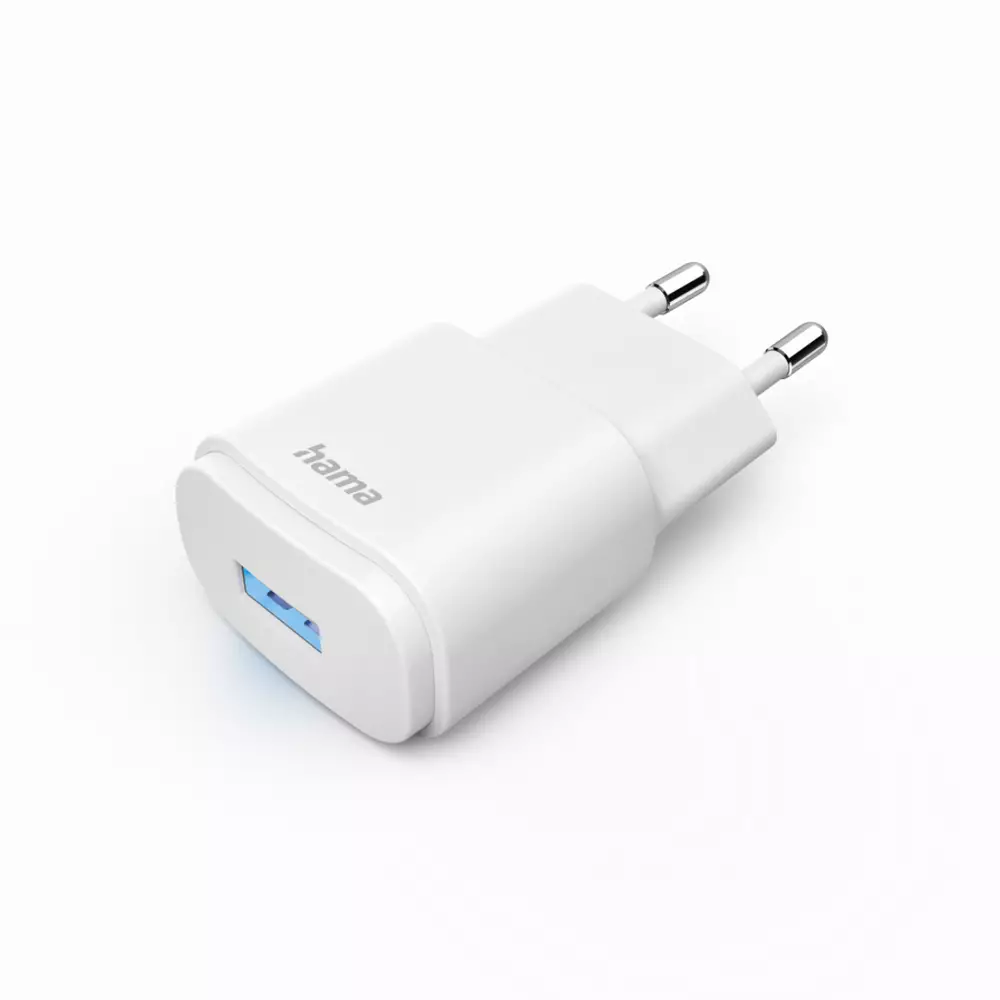 Мрежово зарядно HAMA, USB-A, 6 W, Бял